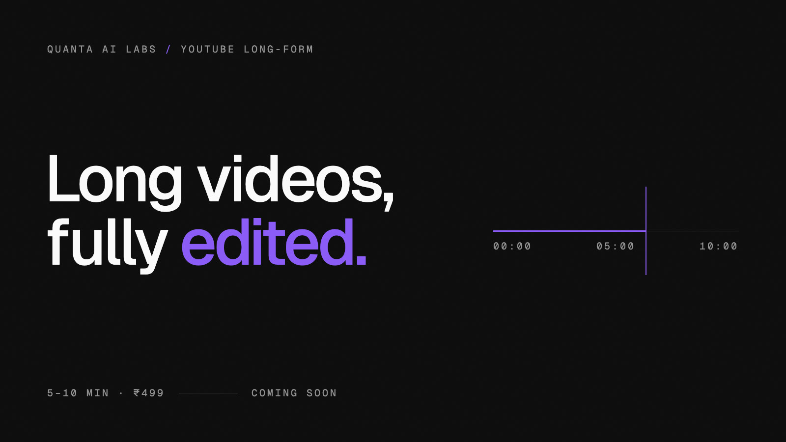 Poster: Long videos, fully edited. A 10-minute timeline, for the YouTube Long-form Editor