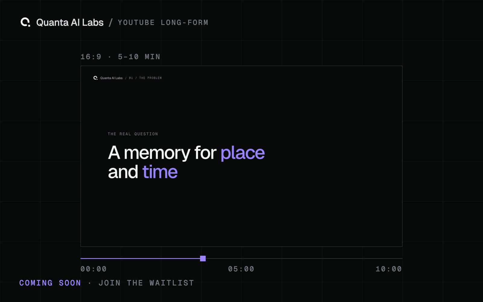A 16:9 long-form video frame with a 10 minute timeline